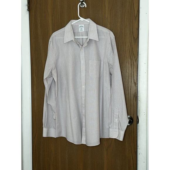 Brooks Brothers Button Shirt Mens 17 6/7 Striped Non-Iron 1818 Red White REGENT - Picture 1 of 8